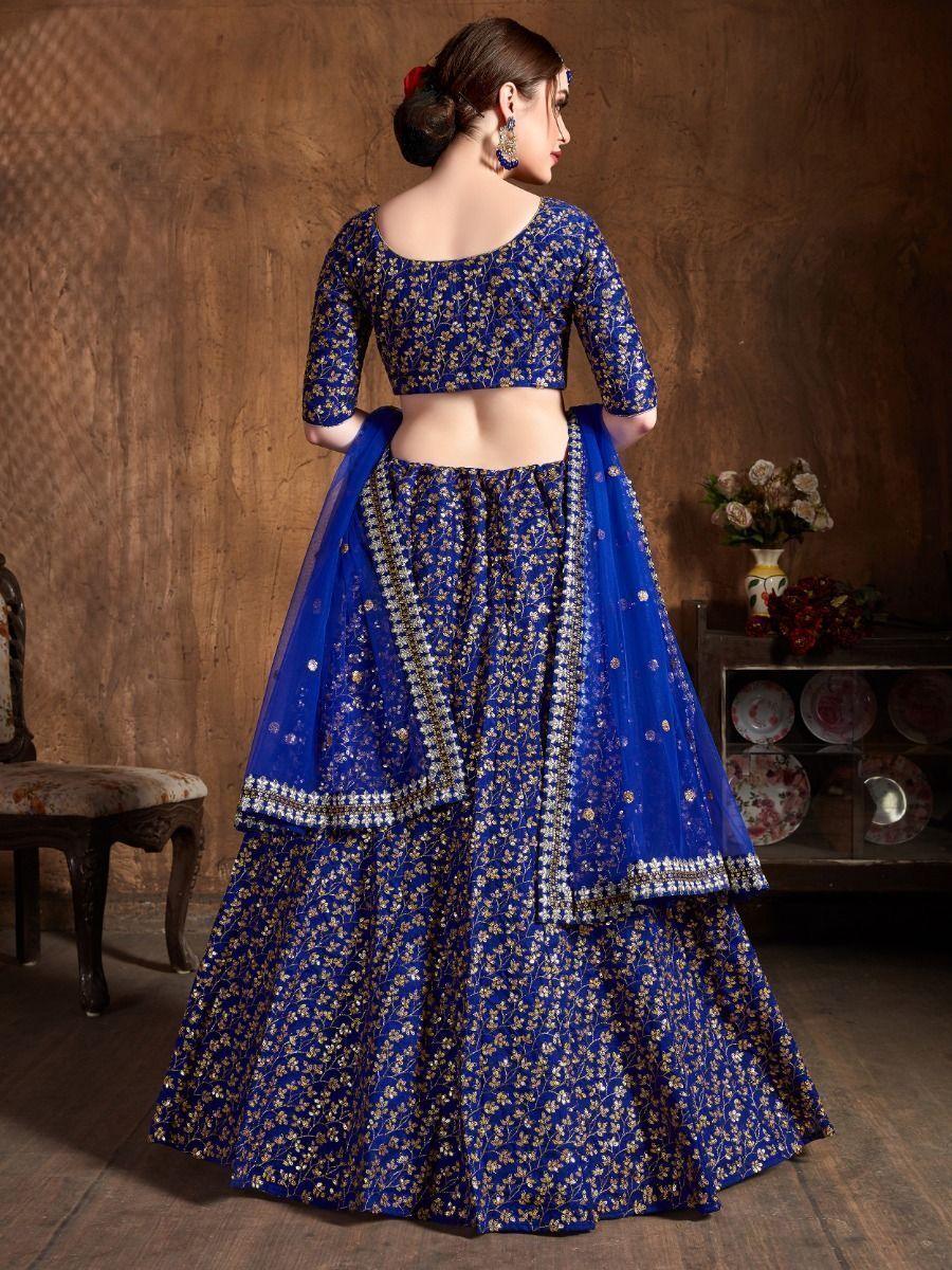 Beautiful Blue Raw Silk Lehenga | Bridal Sequin & Embroidery Work for Weddings