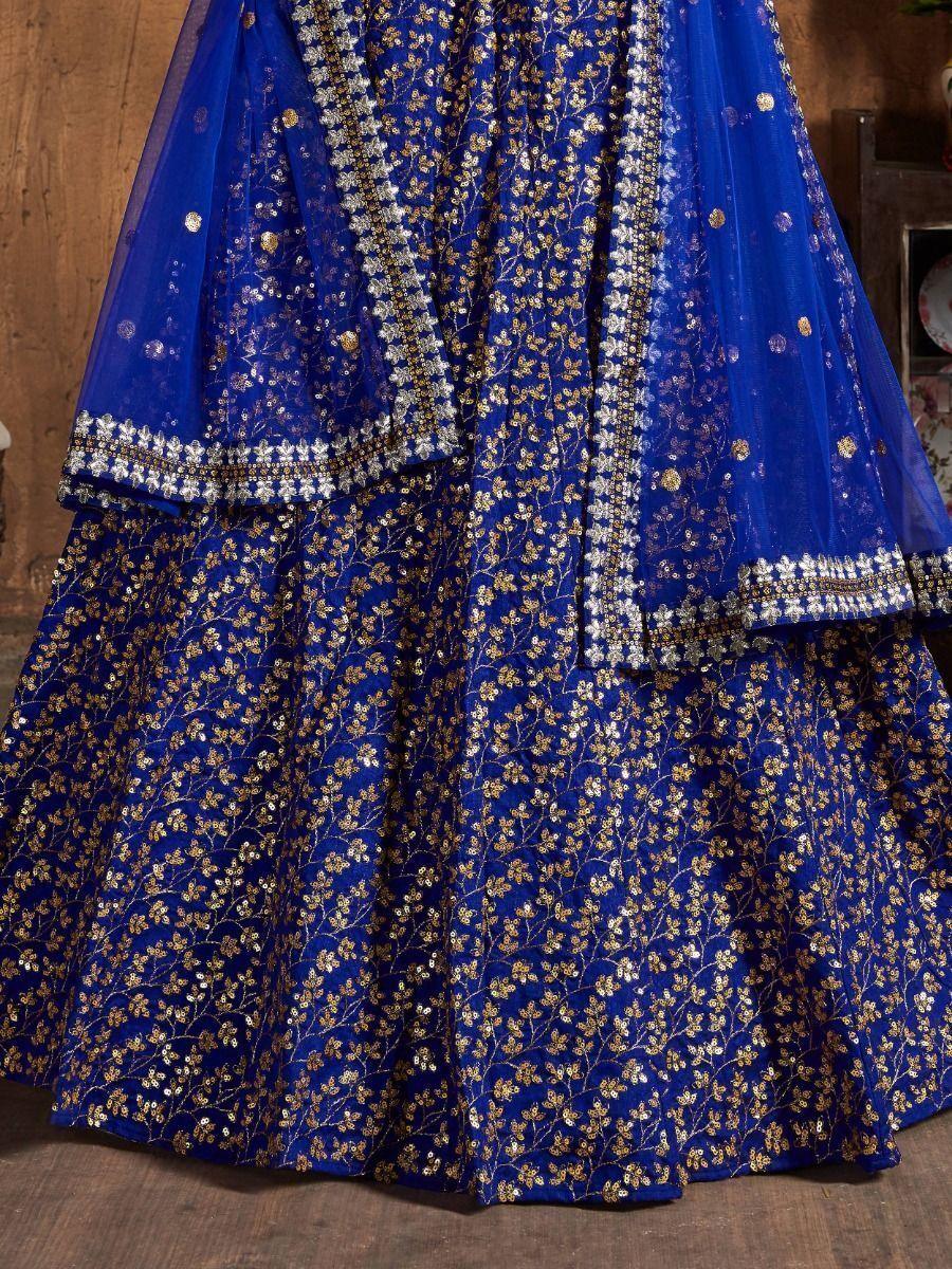 Beautiful Blue Raw Silk Lehenga | Bridal Sequin & Embroidery Work for Weddings