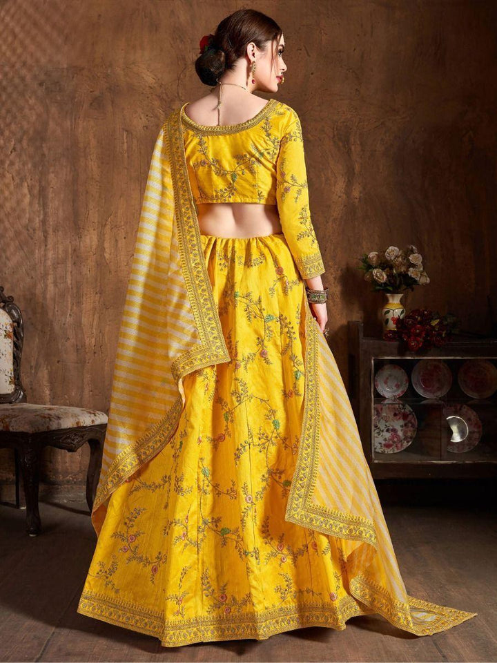 Vibrant Yellow Mulberry Silk Lehenga Choli | Perfect for Haldi Ceremonies