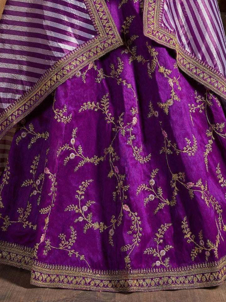 Elegant Purple Lehenga Choli | Sangeet Wear with Sequin and Dori Work