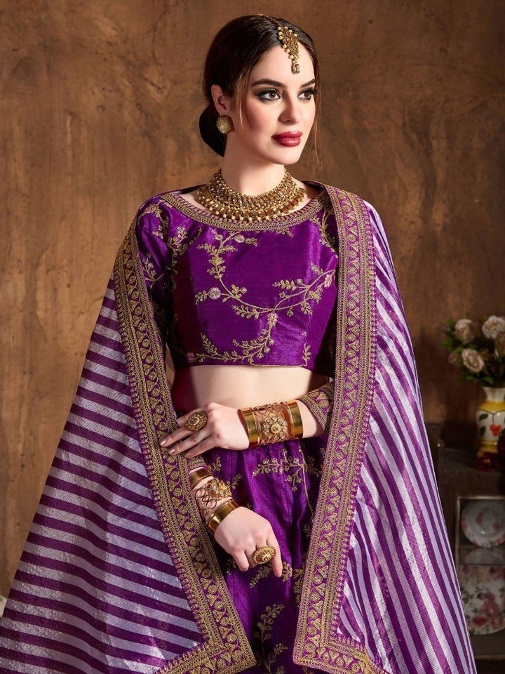 Elegant Purple Lehenga Choli | Sangeet Wear with Sequin and Dori Work