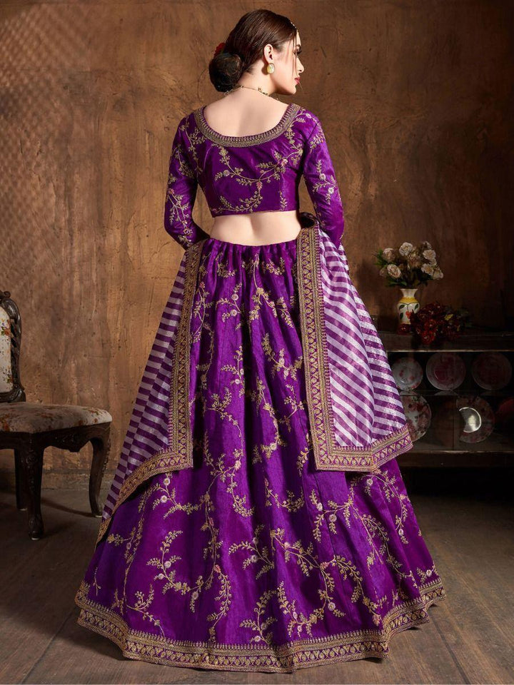 Elegant Purple Lehenga Choli | Sangeet Wear with Sequin and Dori Work