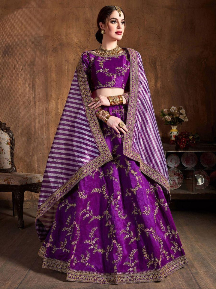 Elegant Purple Lehenga Choli | Sangeet Wear with Sequin and Dori Work