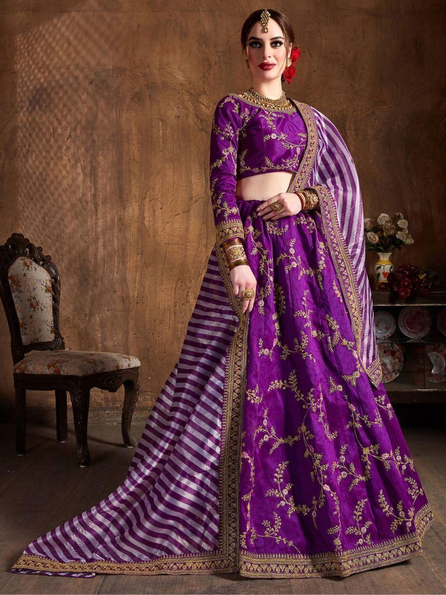 Elegant Purple Lehenga Choli | Sangeet Wear with Sequin and Dori Work