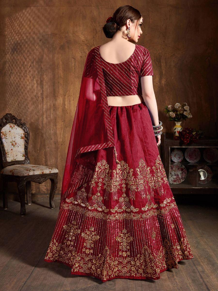 Adorable Red Embroidered Lehenga | Art Silk Bridal Outfit