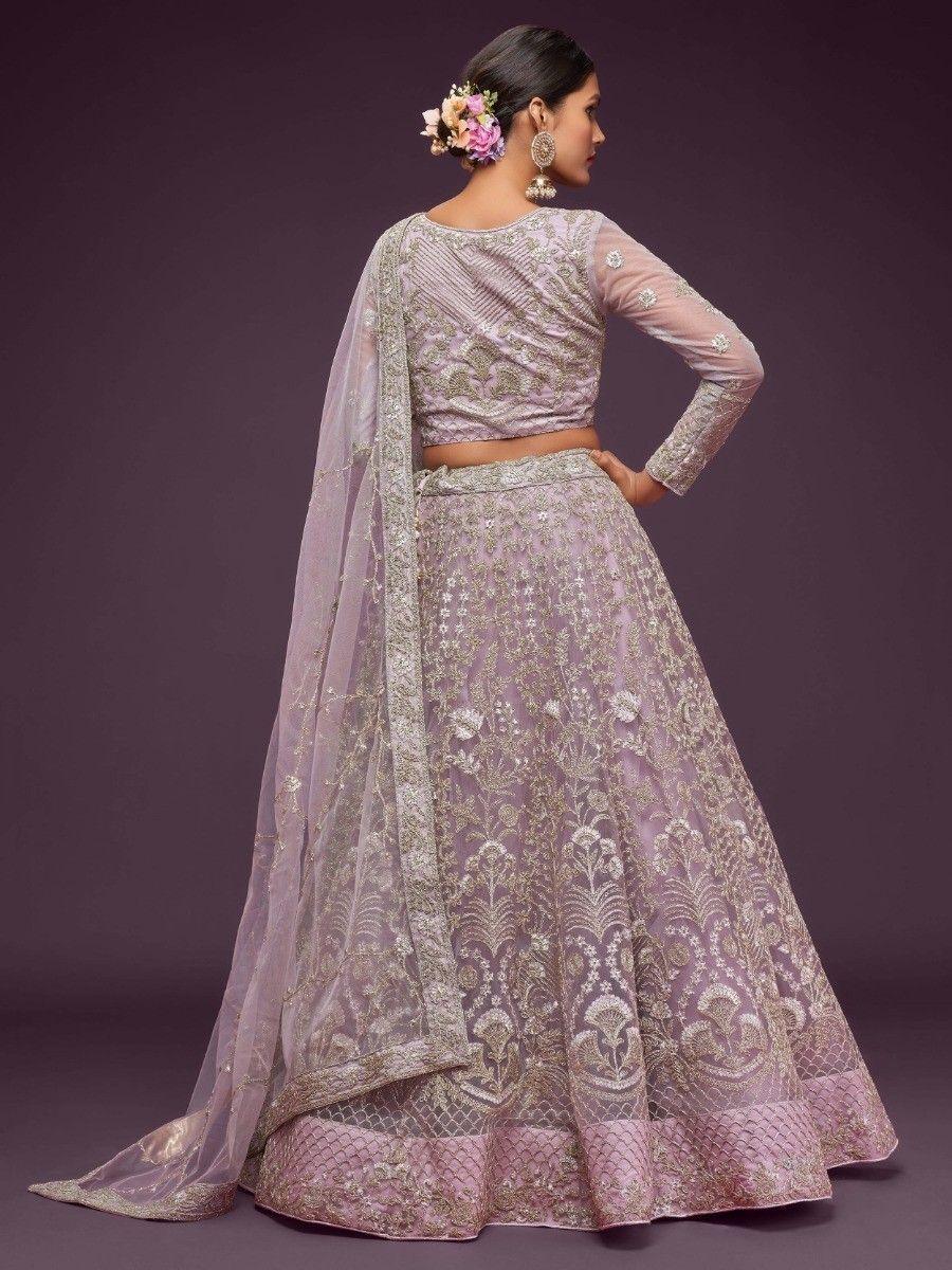 Lovely Lilac Lehenga Choli | Soft Net with Lace Work & Embroidery