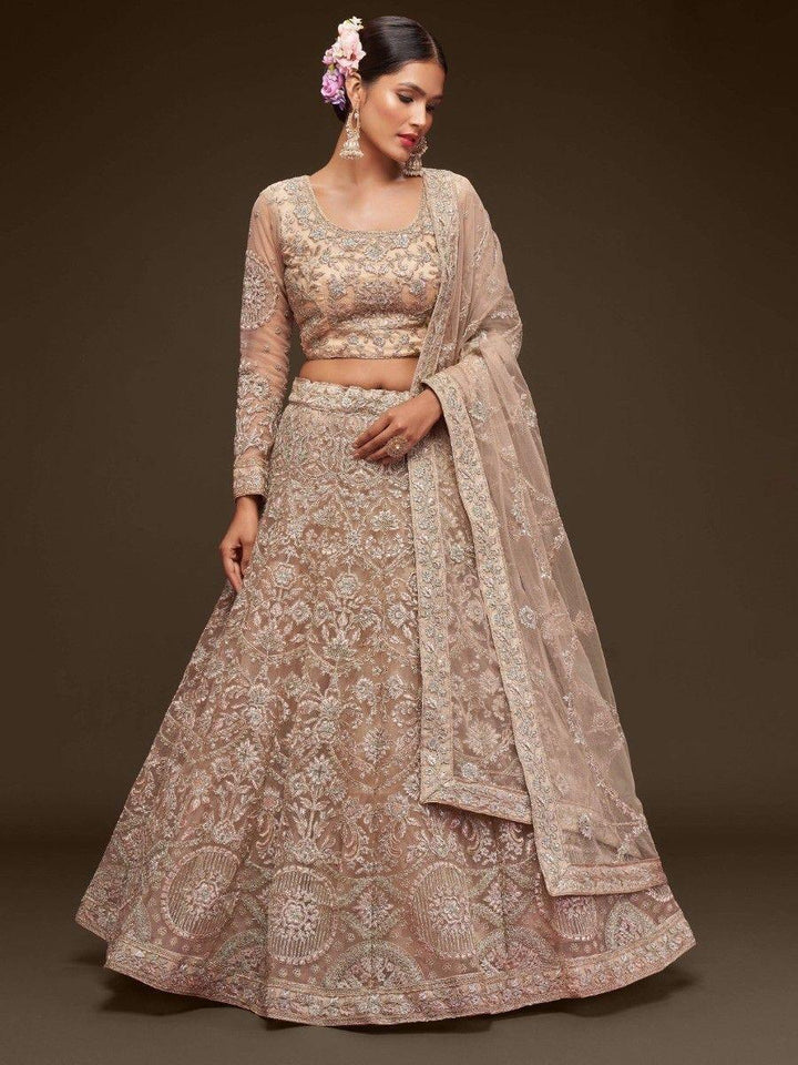 Beige Embroidered Lehenga | Perfect for Wedding & Reception Events