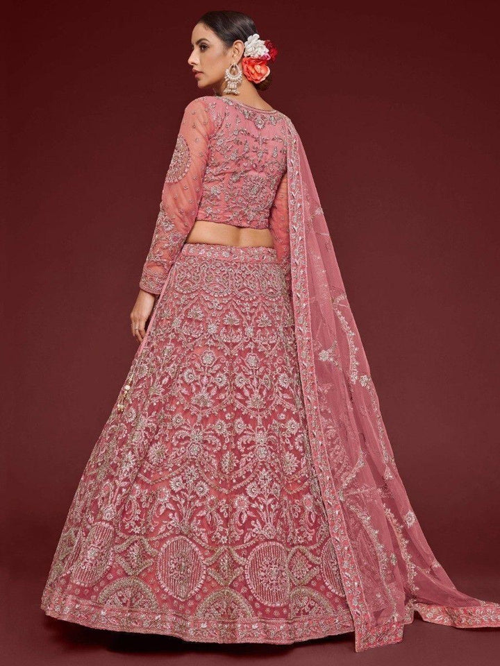 Traditional Rose Pink Lehenga | Semi-Stitched with Unstitched Choli Material