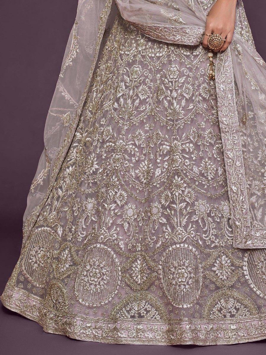 Gorgeous Lilac Bridal Lehenga | Soft Net with Thread & Dori Embroidery