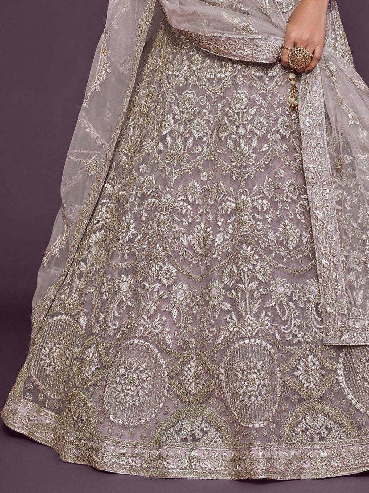 Gorgeous Lilac Bridal Lehenga | Soft Net with Thread & Dori Embroidery