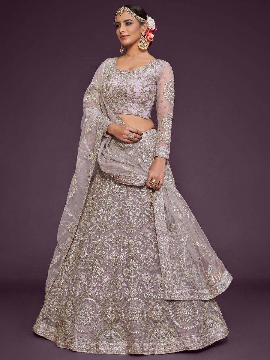 Gorgeous Lilac Bridal Lehenga | Soft Net with Thread & Dori Embroidery