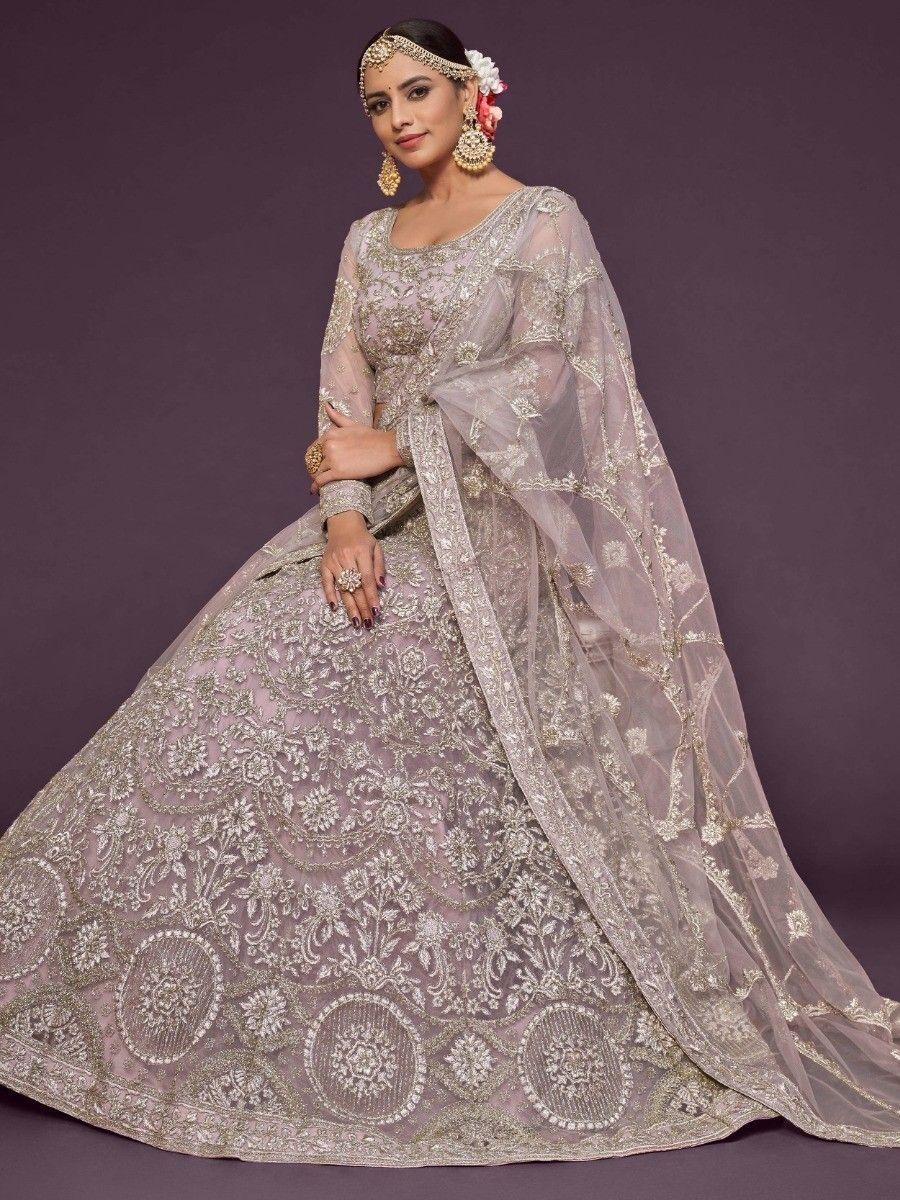 Gorgeous Lilac Bridal Lehenga | Soft Net with Thread & Dori Embroidery