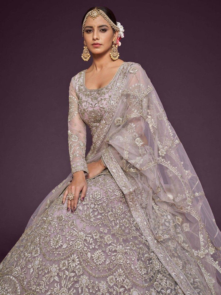 Gorgeous Lilac Bridal Lehenga | Soft Net with Thread & Dori Embroidery