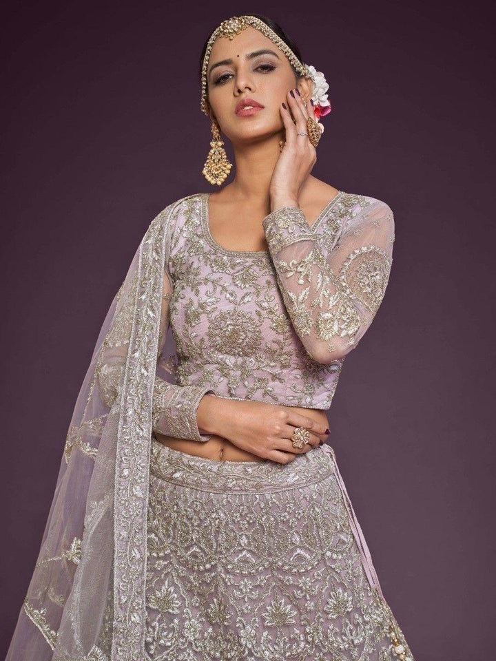 Gorgeous Lilac Bridal Lehenga | Soft Net with Thread & Dori Embroidery