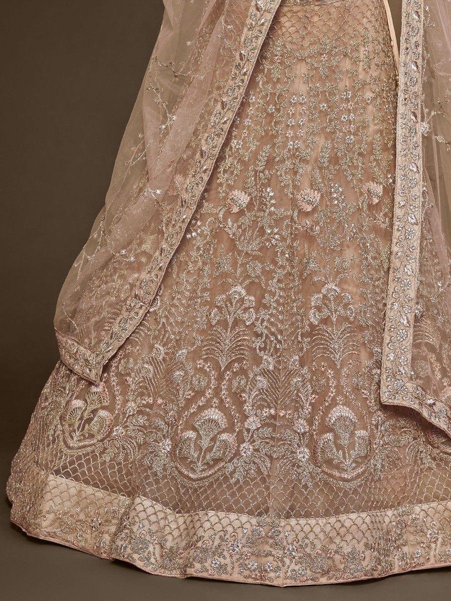 Royal Beige Wedding Lehenga | Semi-Stitched with Embroidered Dupatta