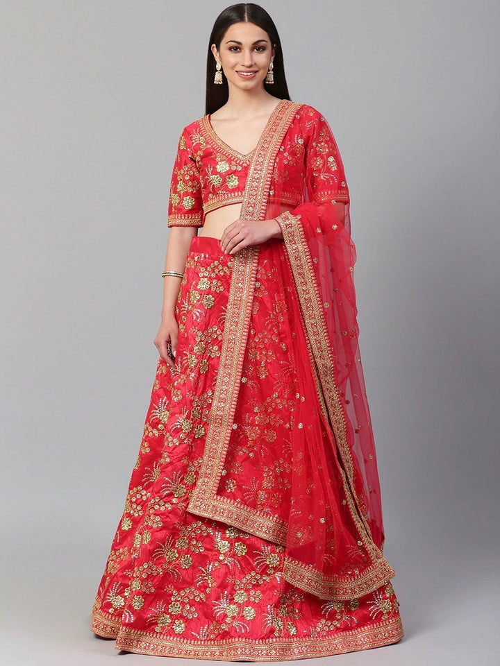 Mesmerizing Red Silk Lehenga | Intricate Thread & Zari Work Bridal Set