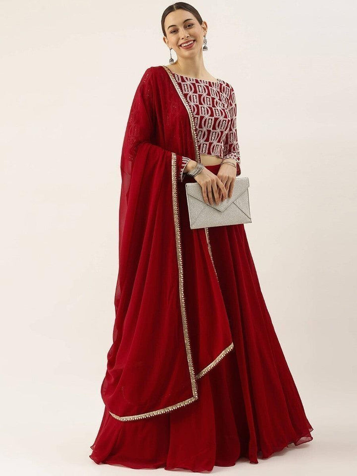 Timeless Red Georgette Lehenga Choli | Customizable with Sequin Work & Dupatta