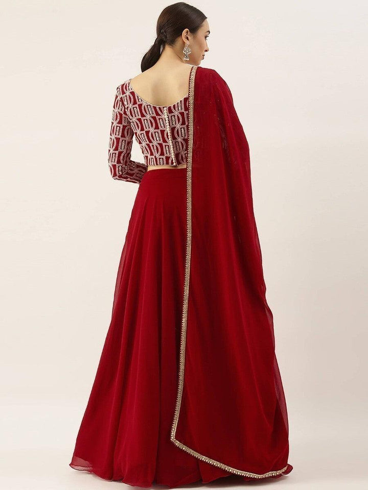 Timeless Red Georgette Lehenga Choli | Customizable with Sequin Work & Dupatta