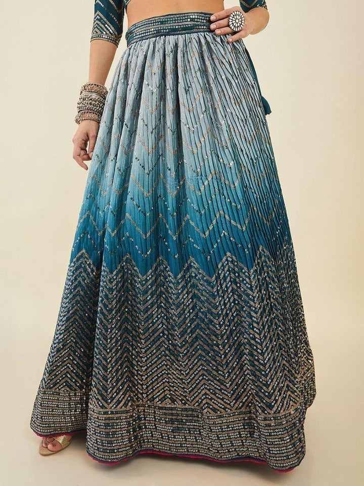 Gorgeous Blue Wedding Lehenga Choli | Sequins & Zari Art Silk with Dupatta