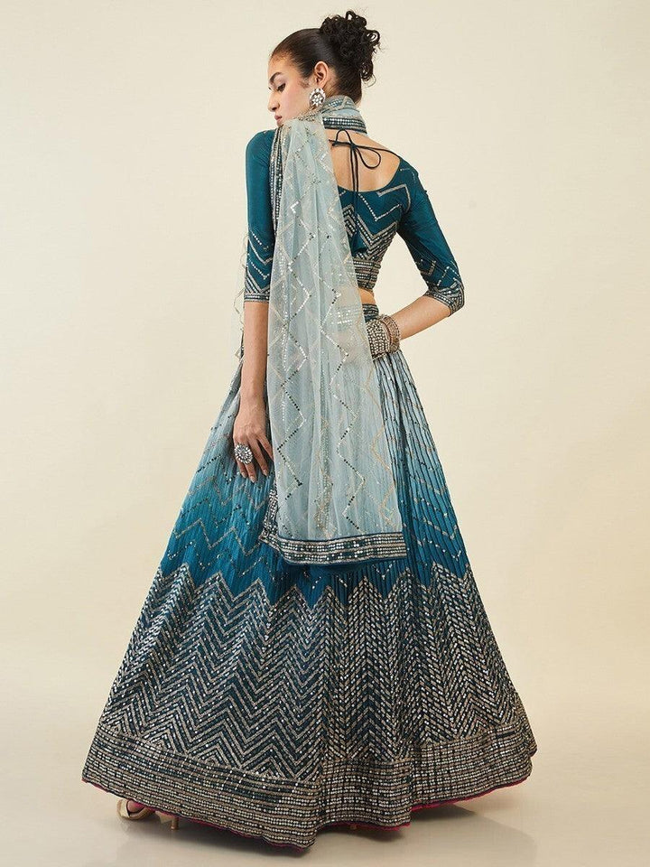 Gorgeous Blue Wedding Lehenga Choli | Sequins & Zari Art Silk with Dupatta