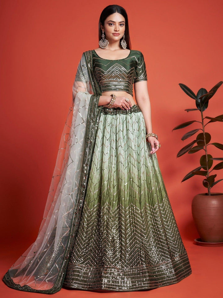 Green Lehenga Choli for Brides | Attractive Party Wear Lehenga Set