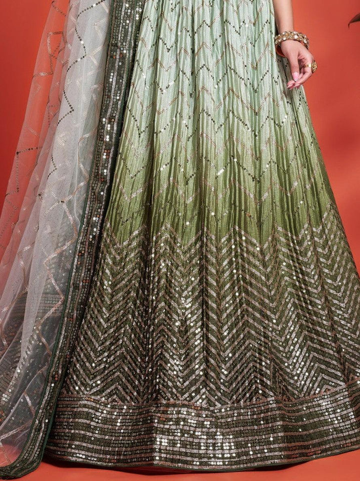 Green Lehenga Choli for Brides | Attractive Party Wear Lehenga Set