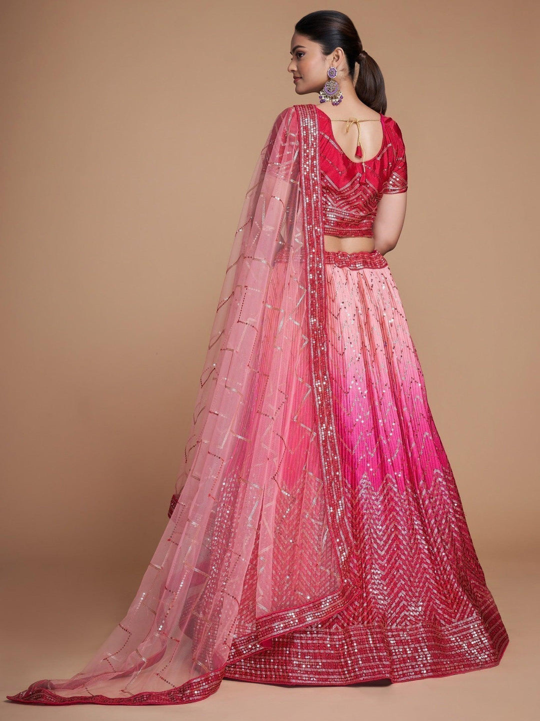 Beautiful Pink Sequins Lehenga Choli | Perfect for Engagement & Receptions