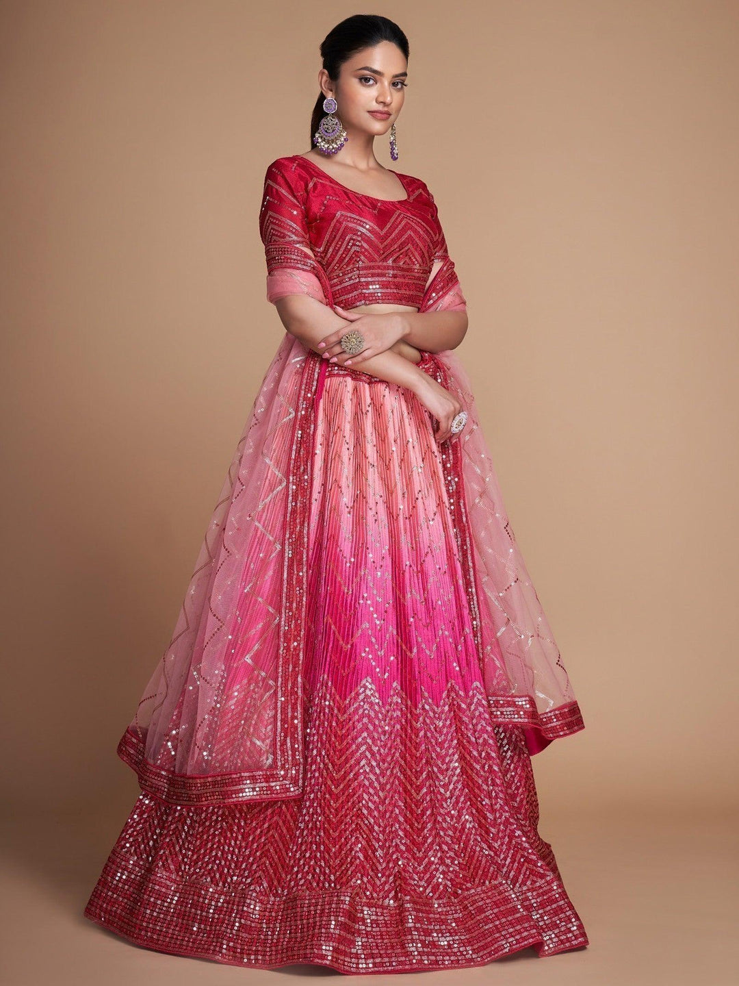 Beautiful Pink Sequins Lehenga Choli | Perfect for Engagement & Receptions