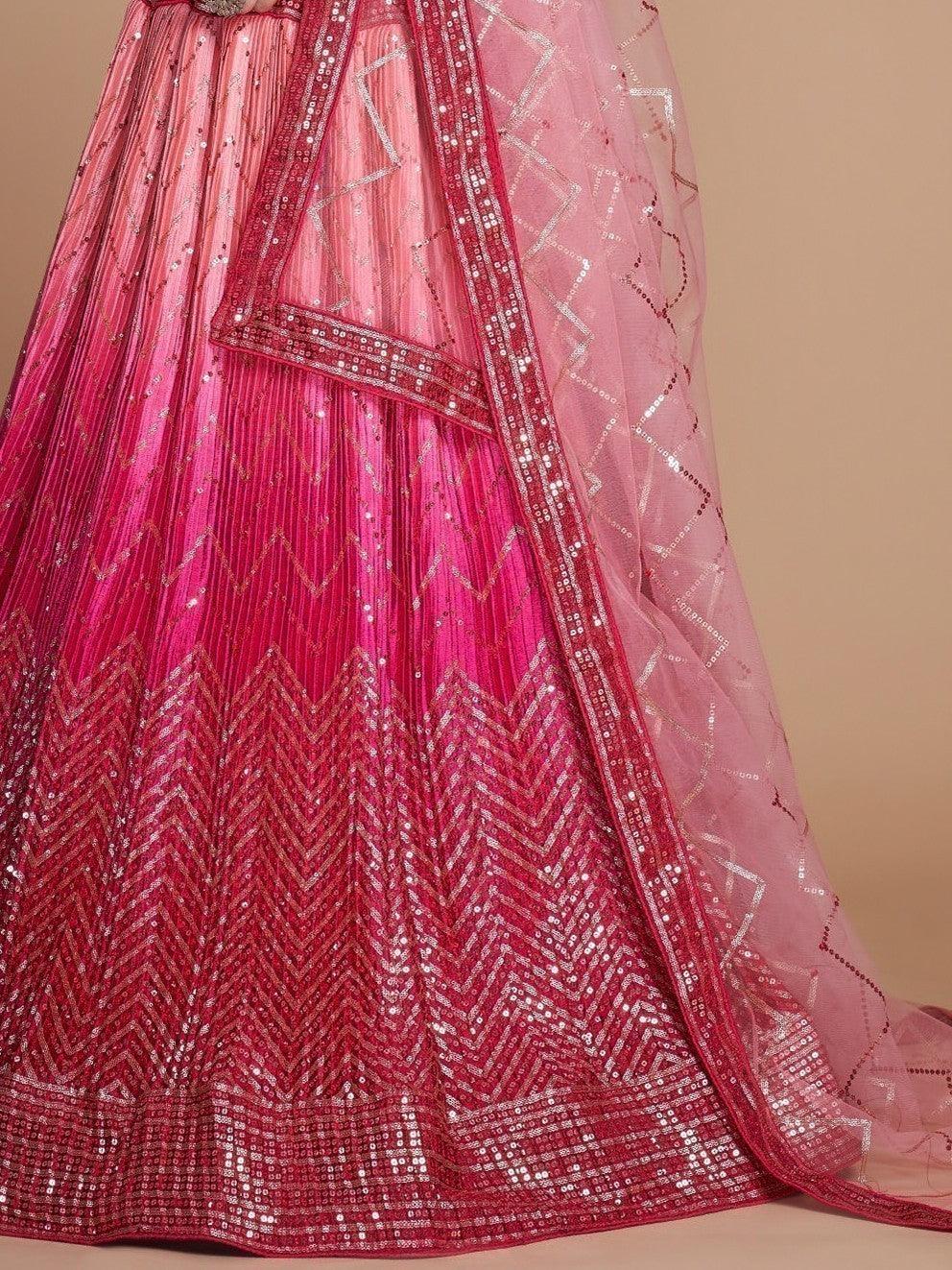 Beautiful Pink Sequins Lehenga Choli | Perfect for Engagement & Receptions