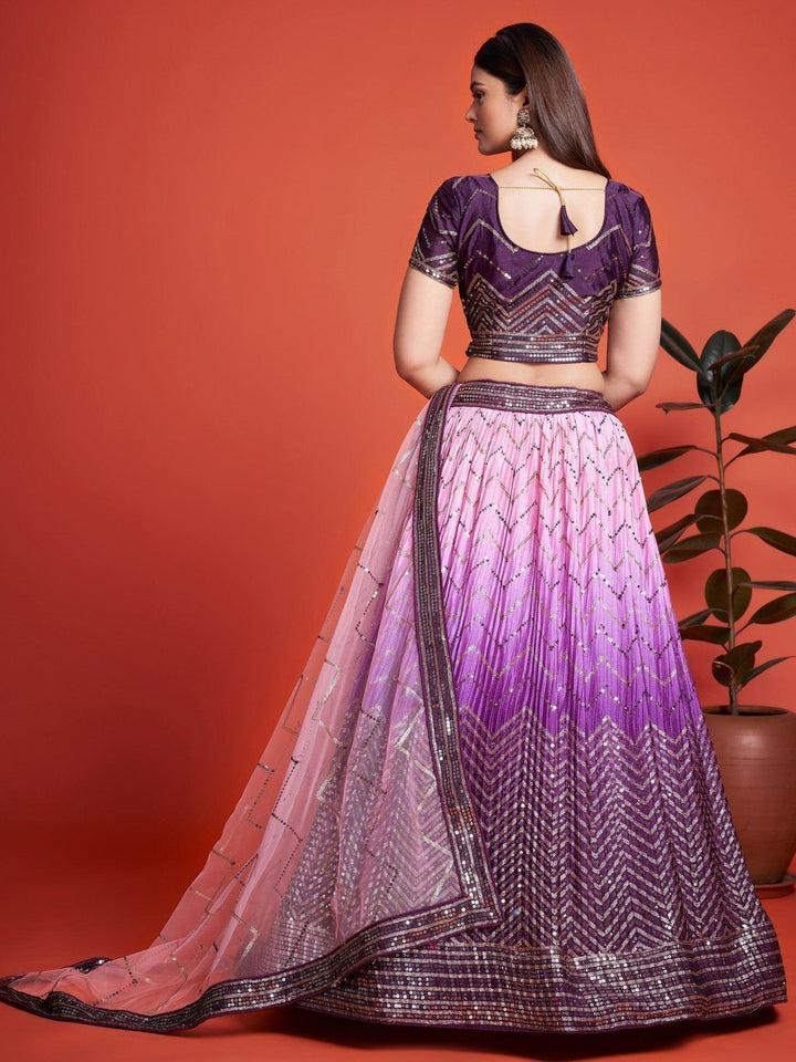 Ravishing Purple Bridal Lehenga | Lehenga Choli Set with Sequins & Dupatta