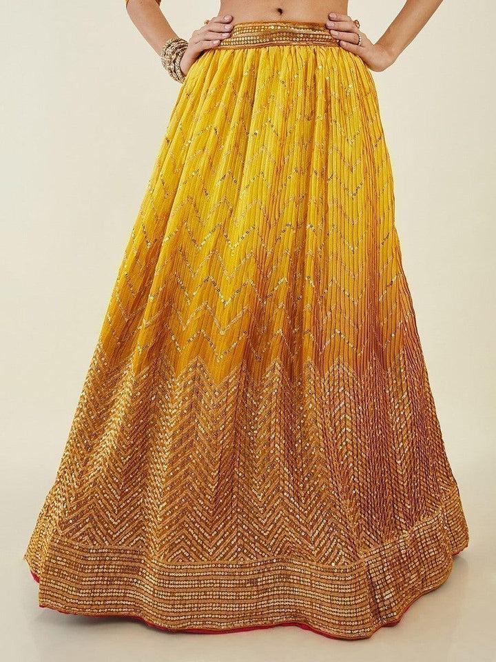 Mesmerizing Yellow Art Silk Lehenga | Sequins Work for Haldi & Wedding Functions