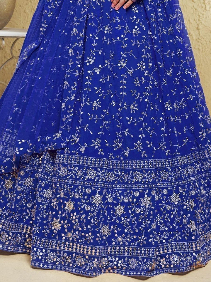 Blue Sequins Lehenga Choli | Georgette Fabric for Special Occasions