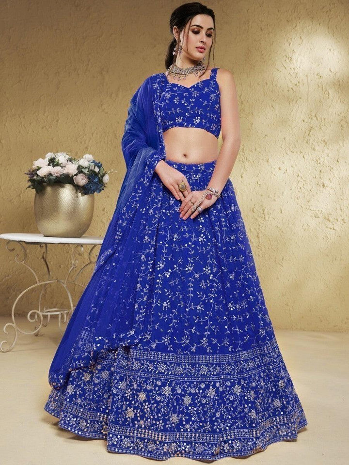 Blue Sequins Lehenga Choli | Georgette Fabric for Special Occasions