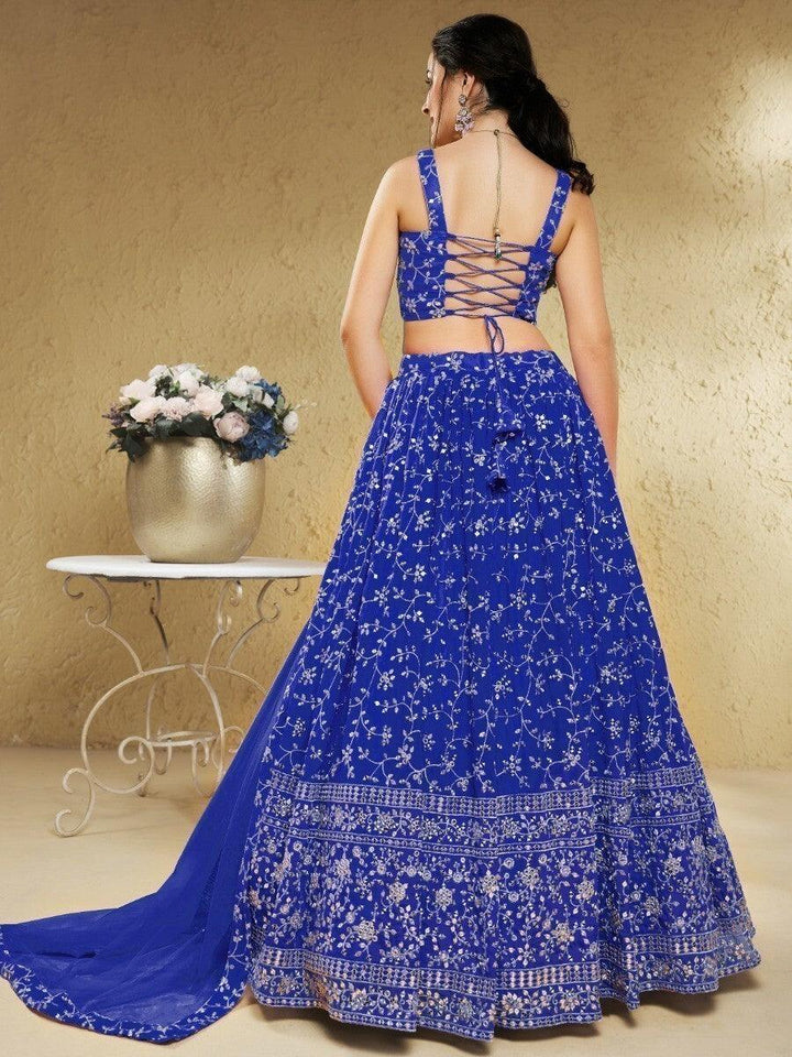 Blue Sequins Lehenga Choli | Georgette Fabric for Special Occasions