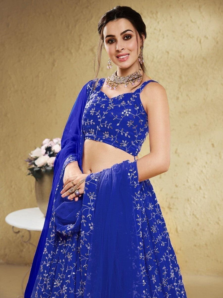 Blue Sequins Lehenga Choli | Georgette Fabric for Special Occasions