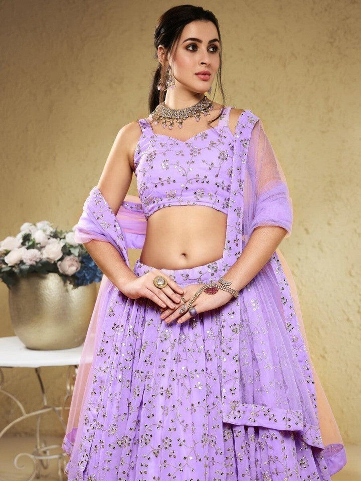 Timeless Lavender Lehenga Choli | Georgette with Sequin Embroidery