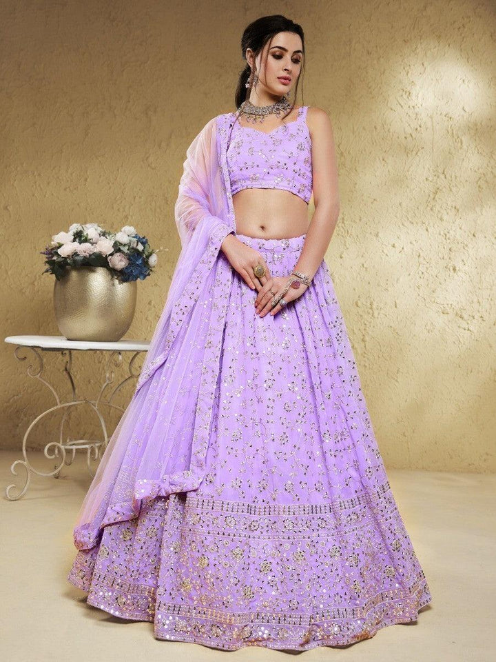 Timeless Lavender Lehenga Choli | Georgette with Sequin Embroidery