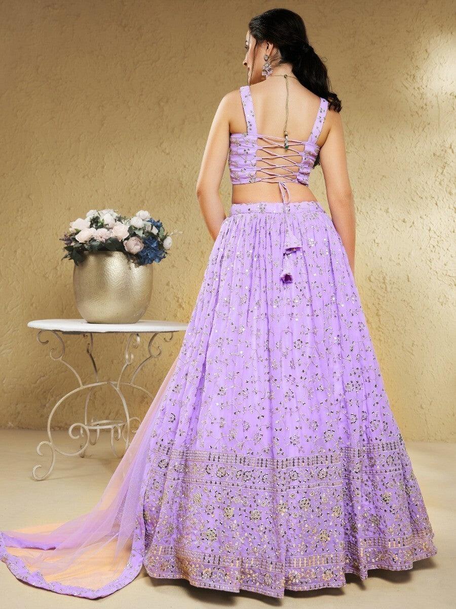 Timeless Lavender Lehenga Choli | Georgette with Sequin Embroidery