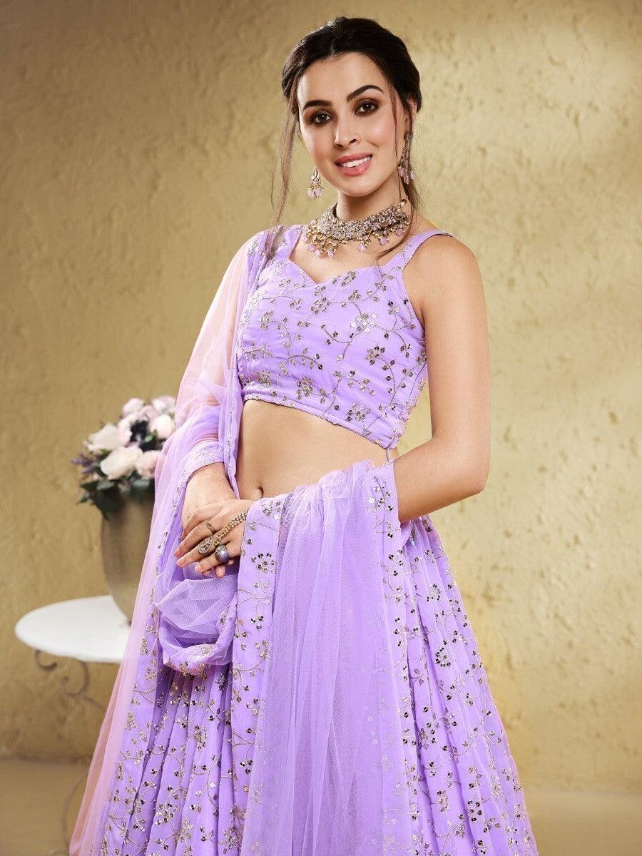 Timeless Lavender Lehenga Choli | Georgette with Sequin Embroidery