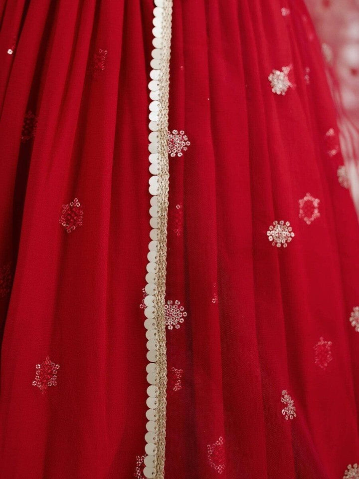 Gorgeous Red Sequin Georgette Lehenga Choli | Reception & Wedding Wear