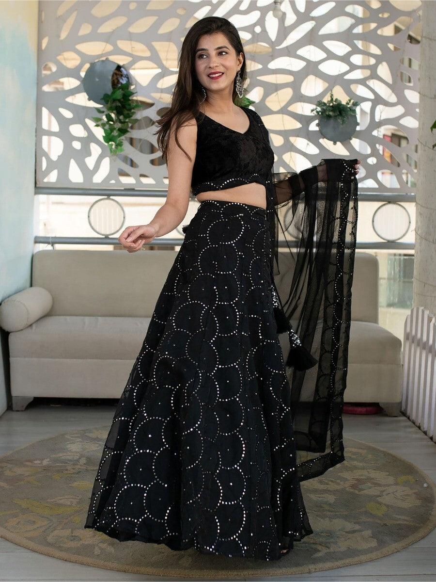 Elegant Black Lehenga Choli | Reception & Party Wear With Sequin Work