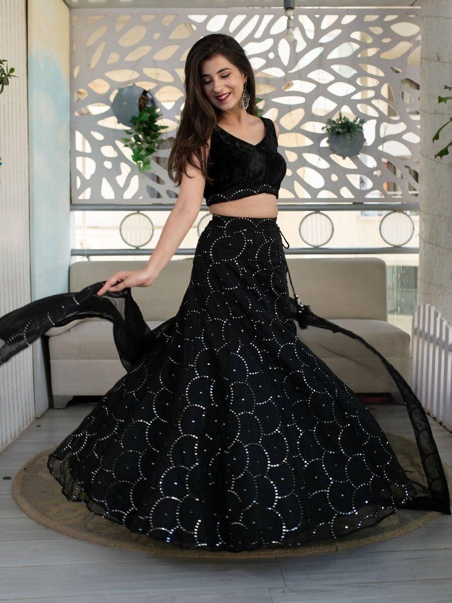 Elegant Black Lehenga Choli | Reception & Party Wear With Sequin Work