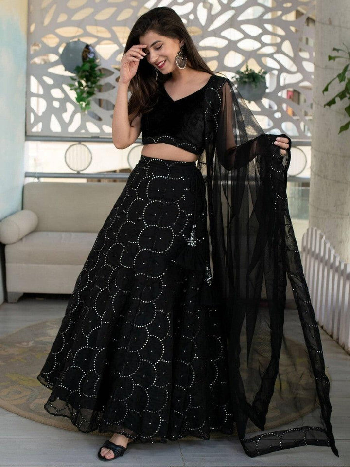 Elegant Black Lehenga Choli | Reception & Party Wear With Sequin Work