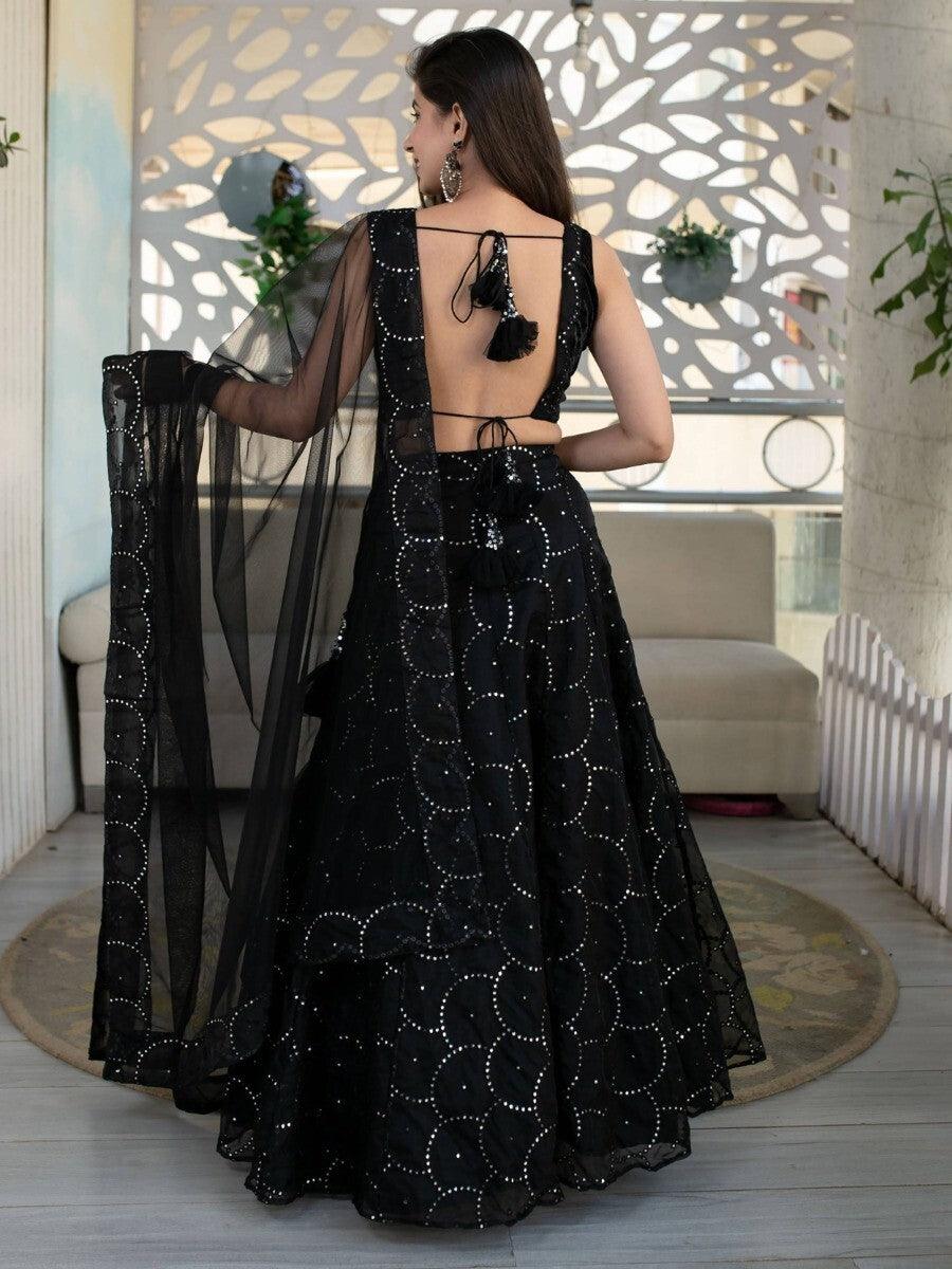 Elegant Black Lehenga Choli | Reception & Party Wear With Sequin Work