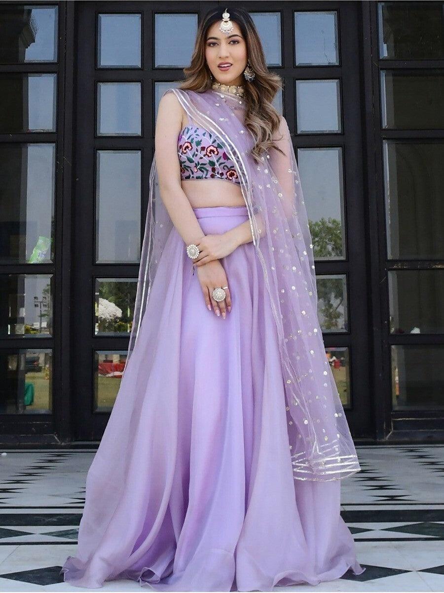 Customizable Lavender Lehenga Choli | Party Wear & Reception Dress