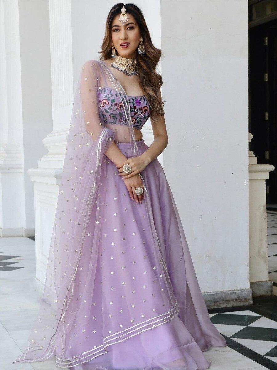 Customizable Lavender Lehenga Choli | Party Wear & Reception Dress