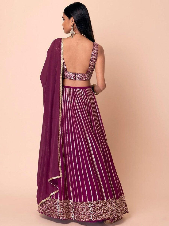 Designer Dark Purple Lehenga Choli | Sequin & Embroidery Detailing