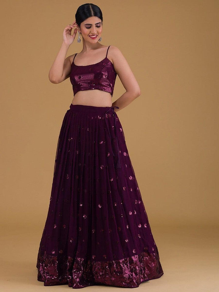 Showstopping Purple Lehenga Choli | Embroidered Georgette for Receptions