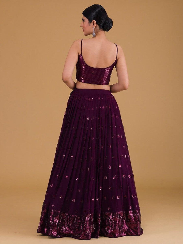 Showstopping Purple Lehenga Choli | Embroidered Georgette for Receptions