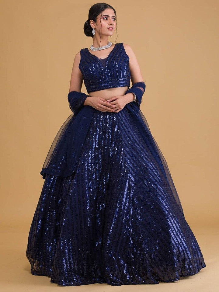 Amazing Blue Embroidery Net Lehenga Choli | Sangeet & Party Wear